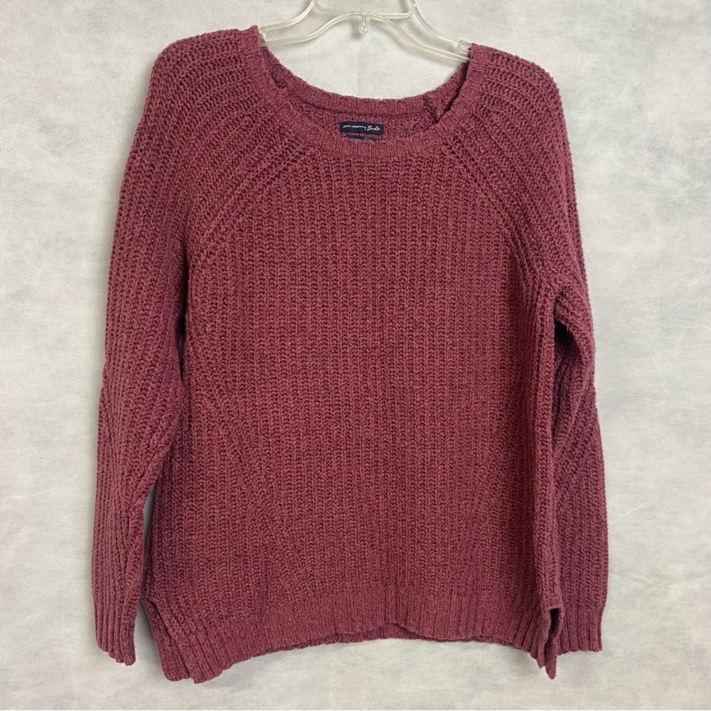 American Eagle Ahh-mazingly Soft Ribbed Crewneck Pullover Sweater XS Mauve
